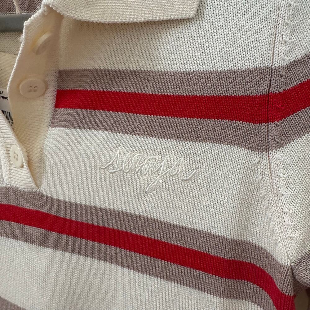 NWT SER.O.YA Retrofete Liev Knit Mini Dress in Eggshell/Cherry/Sand Size M - Picture 9 of 11